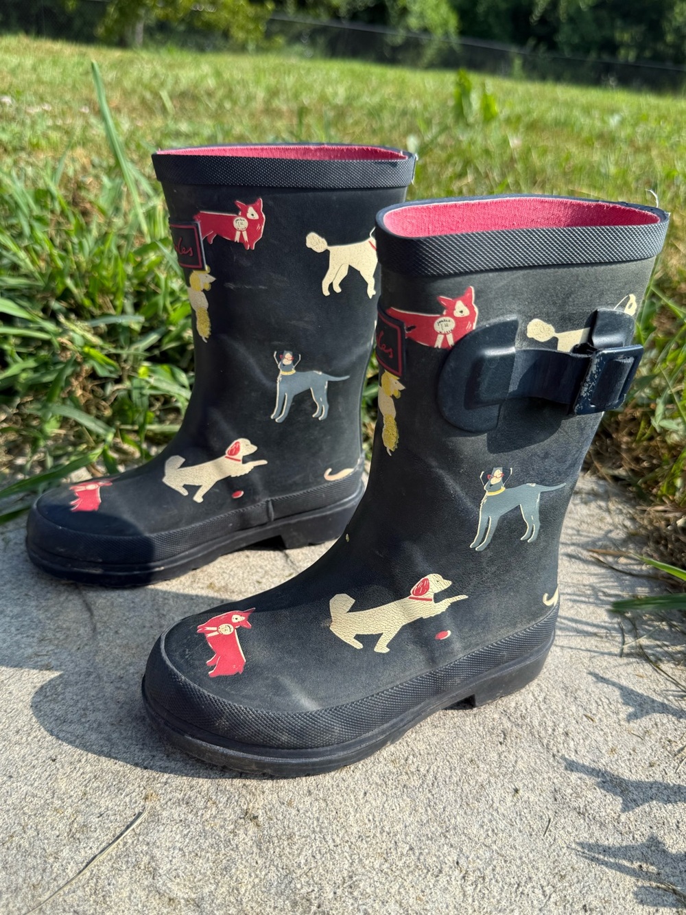 Girl’s Joules Navy Dog Rain boots size US 11, UK 12